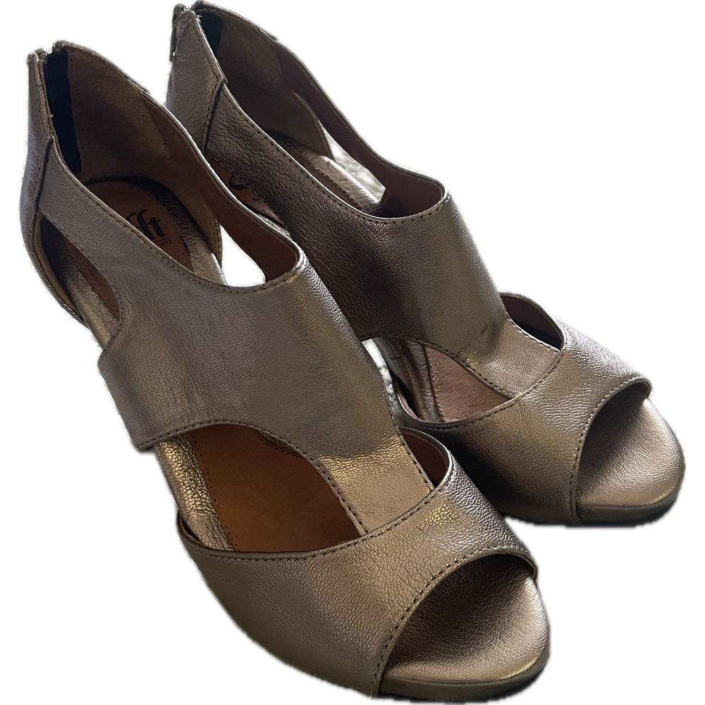 Sofft Metallic Back Zip High Heel Sandals Strappy T-Strap Peep Toe Pumps Shoes 7